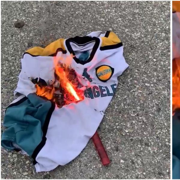 Former LA Galaxy fan turned LAFC fan burns jersey