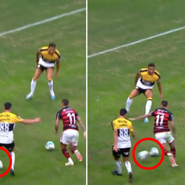Brazil player kicks second ball into match play to give away last-minute penalty in Flamengo-Criciuma