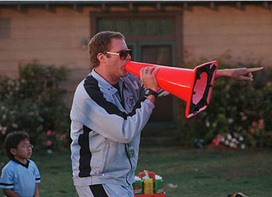 Will Ferrell "coaching" with a cone.