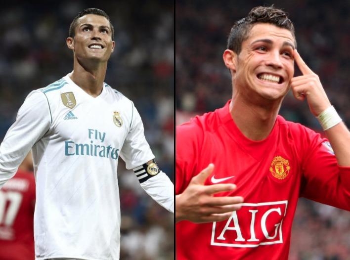 Cristiano Ronaldo hace 10 años en 2007 y en 2017