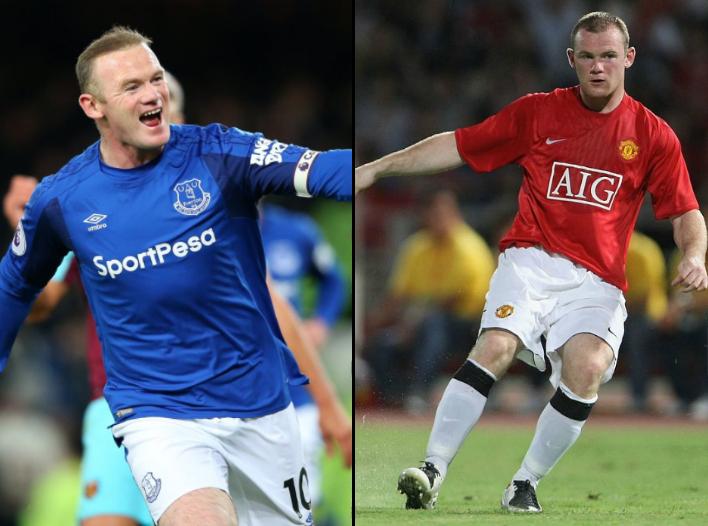 Wayne Rooney hace 10 años en 2007 y en 2017