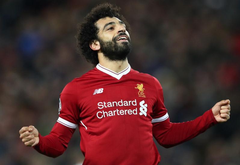 Salah celebrates a goal