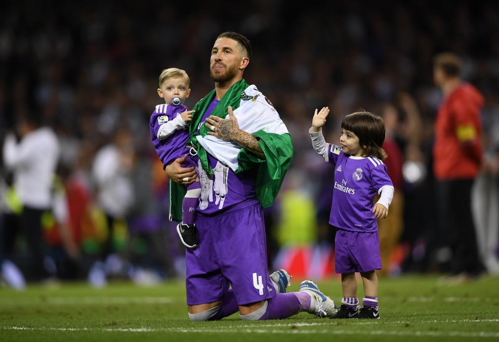 Sergio Ramos with kids Sergio and Marco. 
