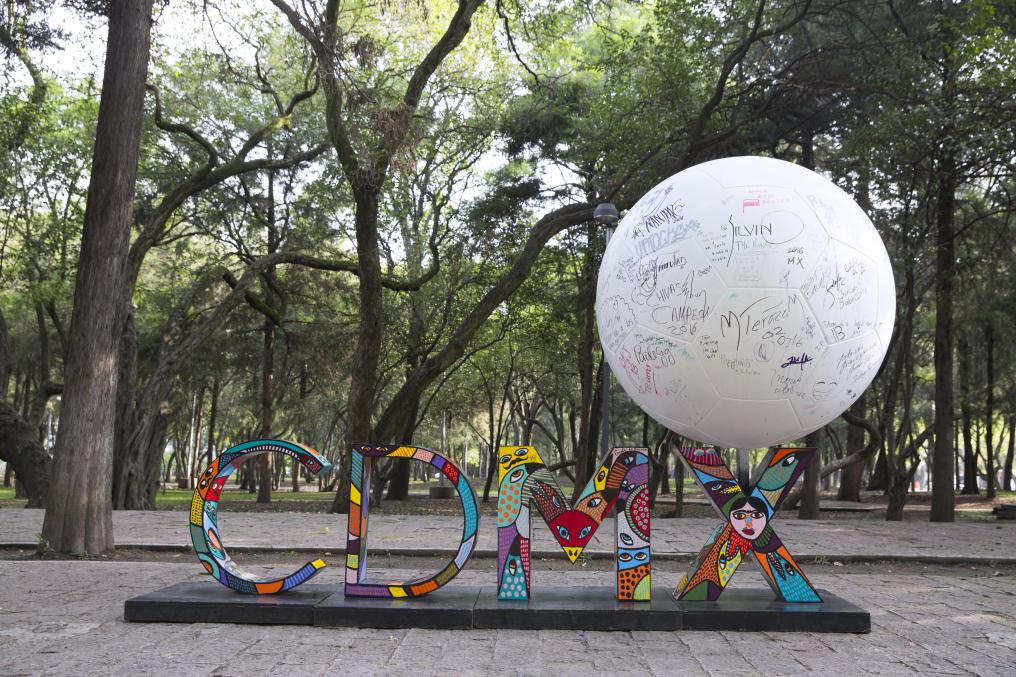 Mexico City soccer ball artwork