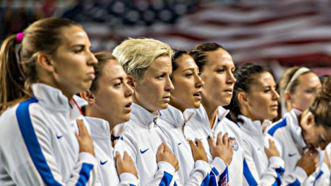 The United States Women's National Team sings the National Anthem