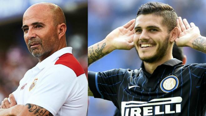 Jorge Sampaoli and Mauro Icardi