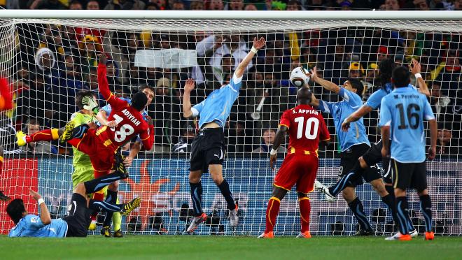 Luis Suarez handball vs Ghana at 2010 World Cup