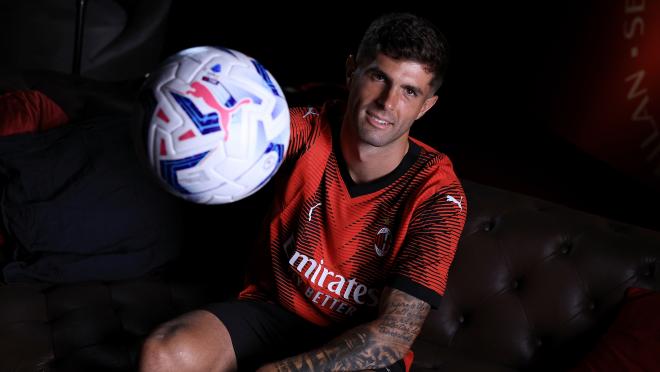 Christian Pulisic in a photoshoot for AC Milan