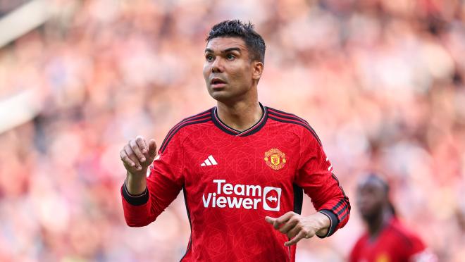 Casemiro looks on against Arsenal at Old Trafford