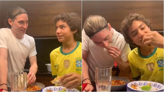 Marcelo Flores comiendo tacos