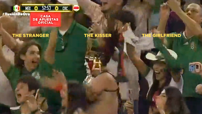 Mexican Fan almost kisses the wrong woman