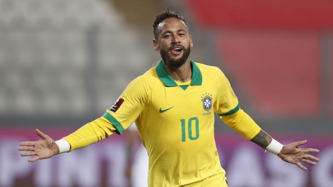 Neymar celebrates Brazil goal