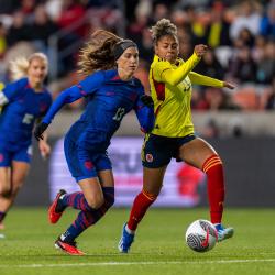 Alex Morgan for the USWNT in a friendly against Colombia