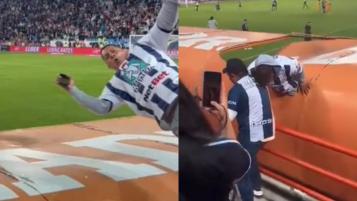 Pachuca fan jumps into and breaks team bench