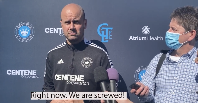 Charlotte Fc Manager Gives All Time Quote We Are Screwed