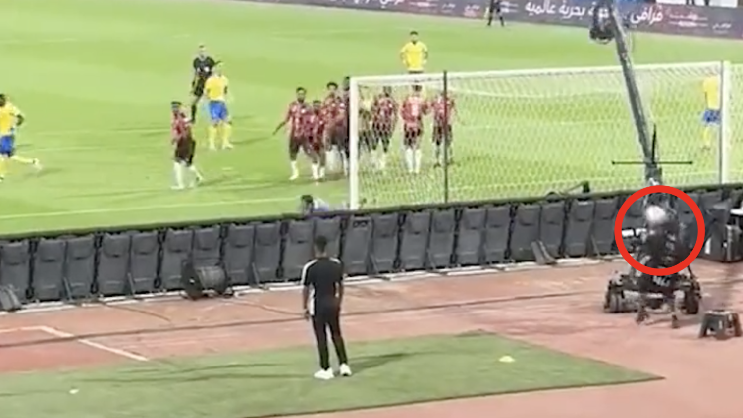 Watch: Cristiano Ronaldo free kick hits cameraman on the job