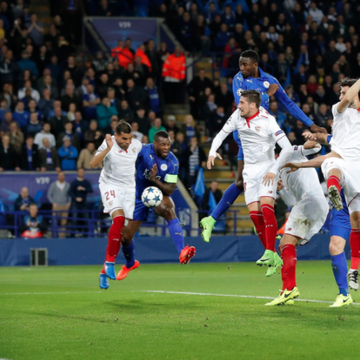Wes Morgan goal vs Sevilla 
