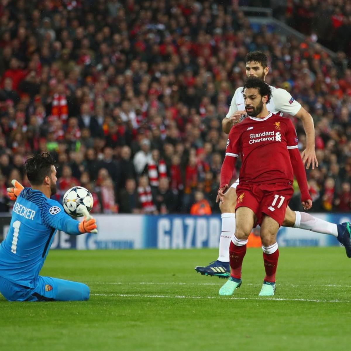 Mo Salah led Liverpool to a 5-2 victory against Roma in the first leg of their Champions League semifinal.