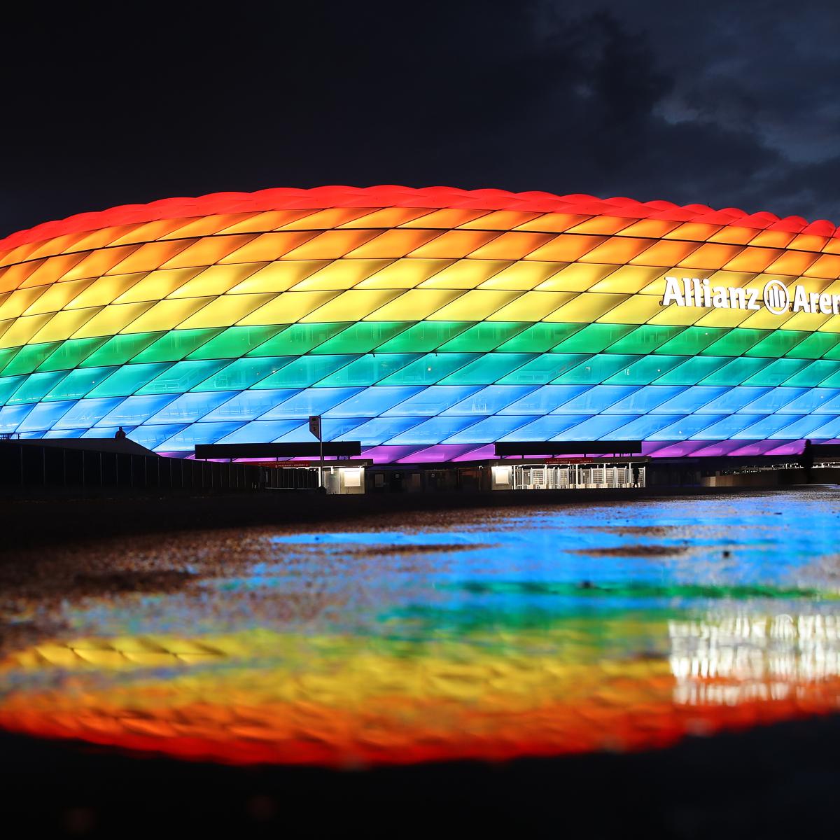 Allianz Arena Lights In Rainbow Colors