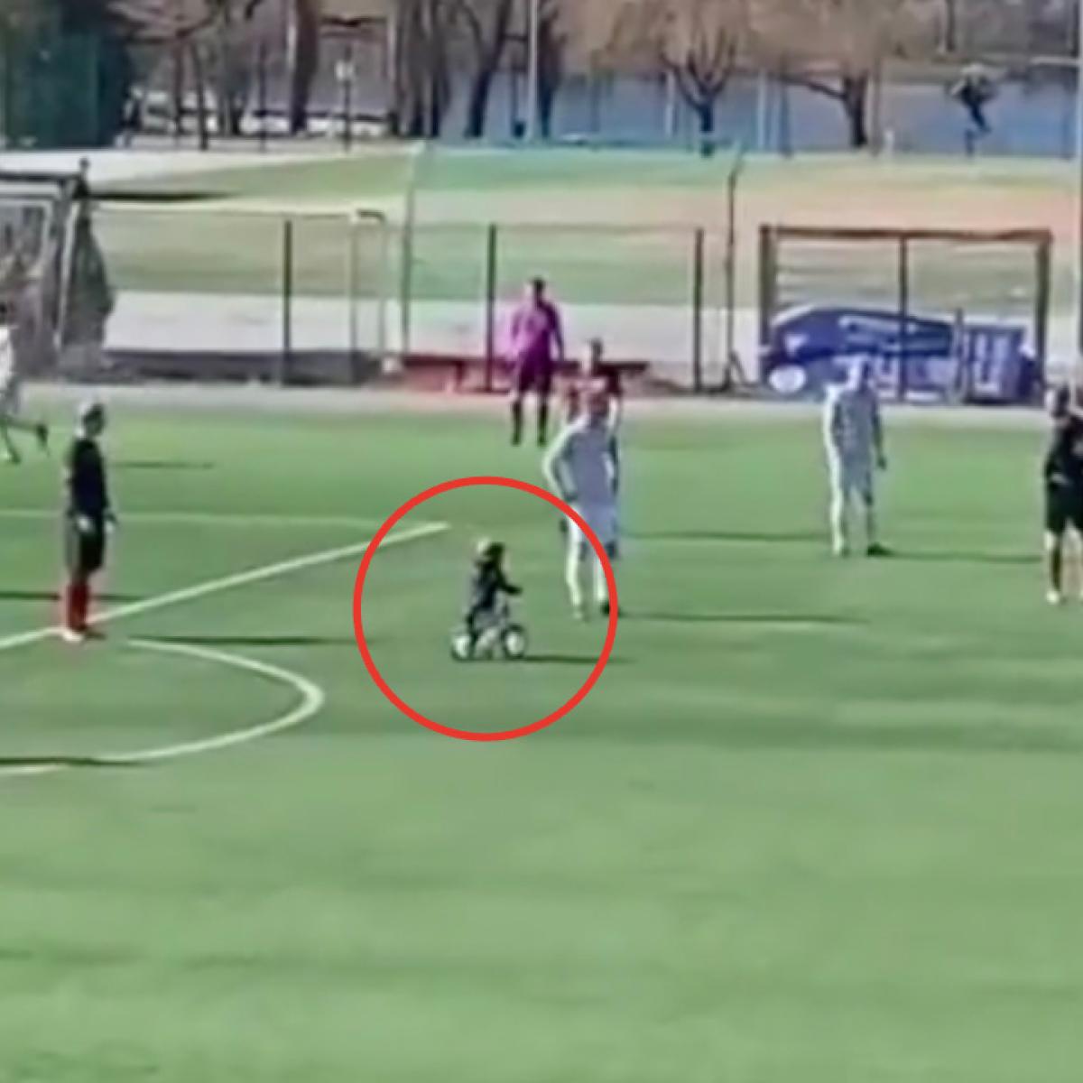 Finnish Cup child on bicycle stops match