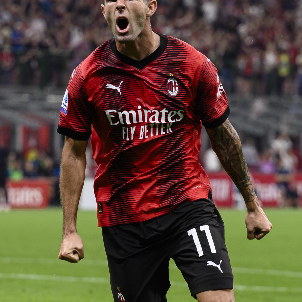 Christian Pulisic celebrates goal with AC Milan
