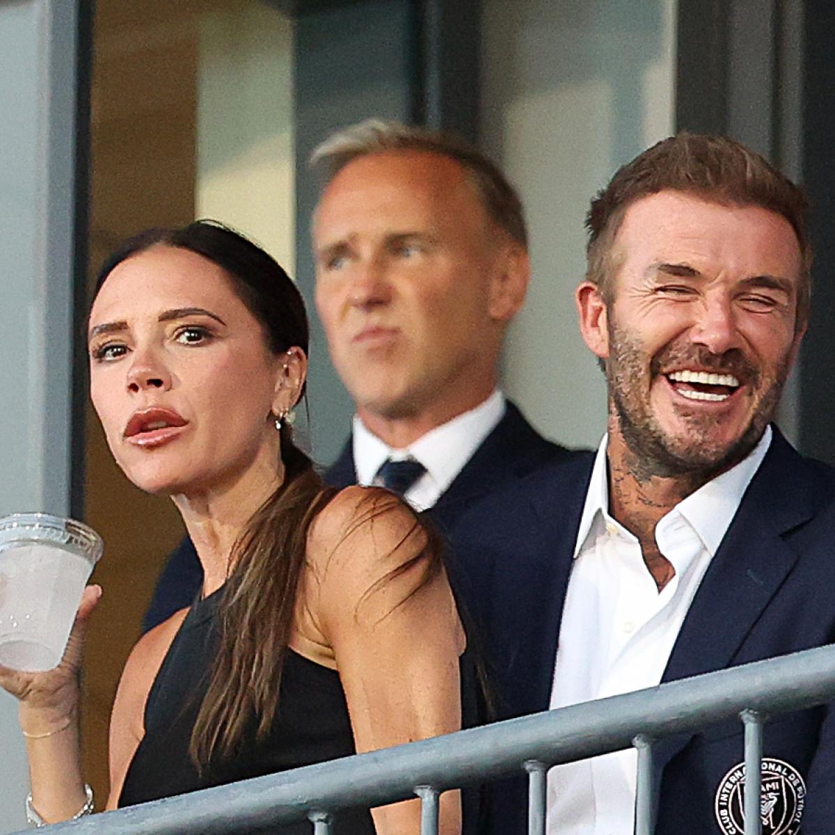 David Beckham reacts to Messi's free kick
