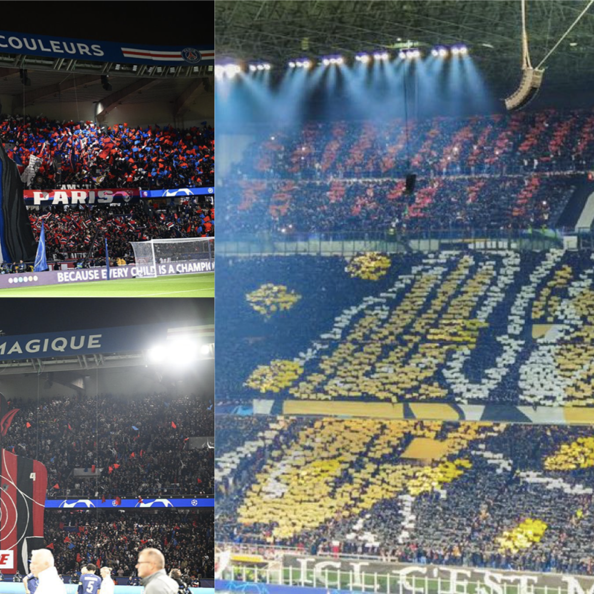 AC Milan tifo vs PSG battle