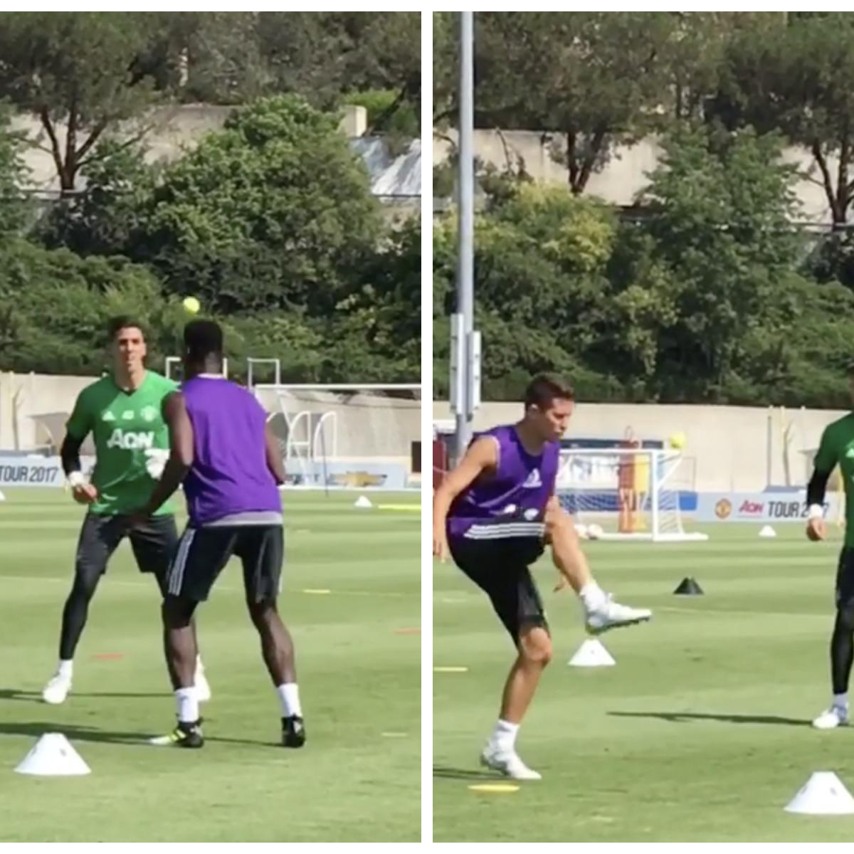 Paul Pogba, Ander Herrera and Joel Pereira Juggle A Tennis Ball