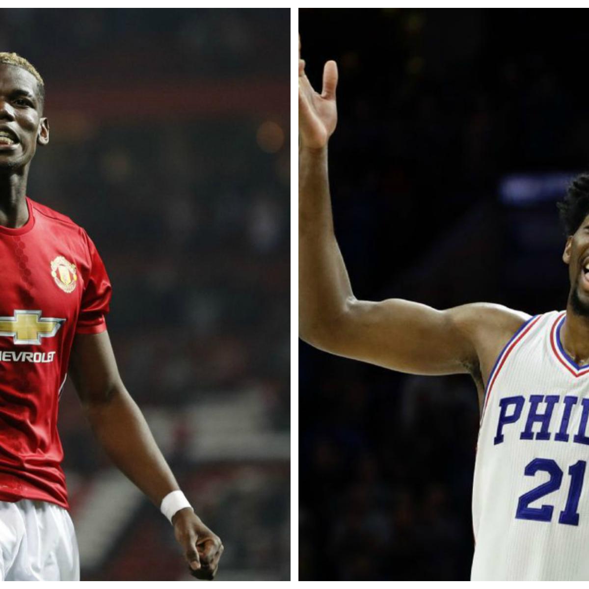 Paul Pogba Plays Basketball With Joel Embiid