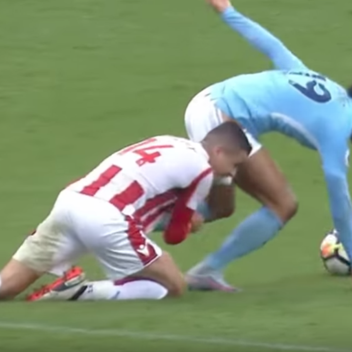 Sane Getting Dragged Down by his Shorts