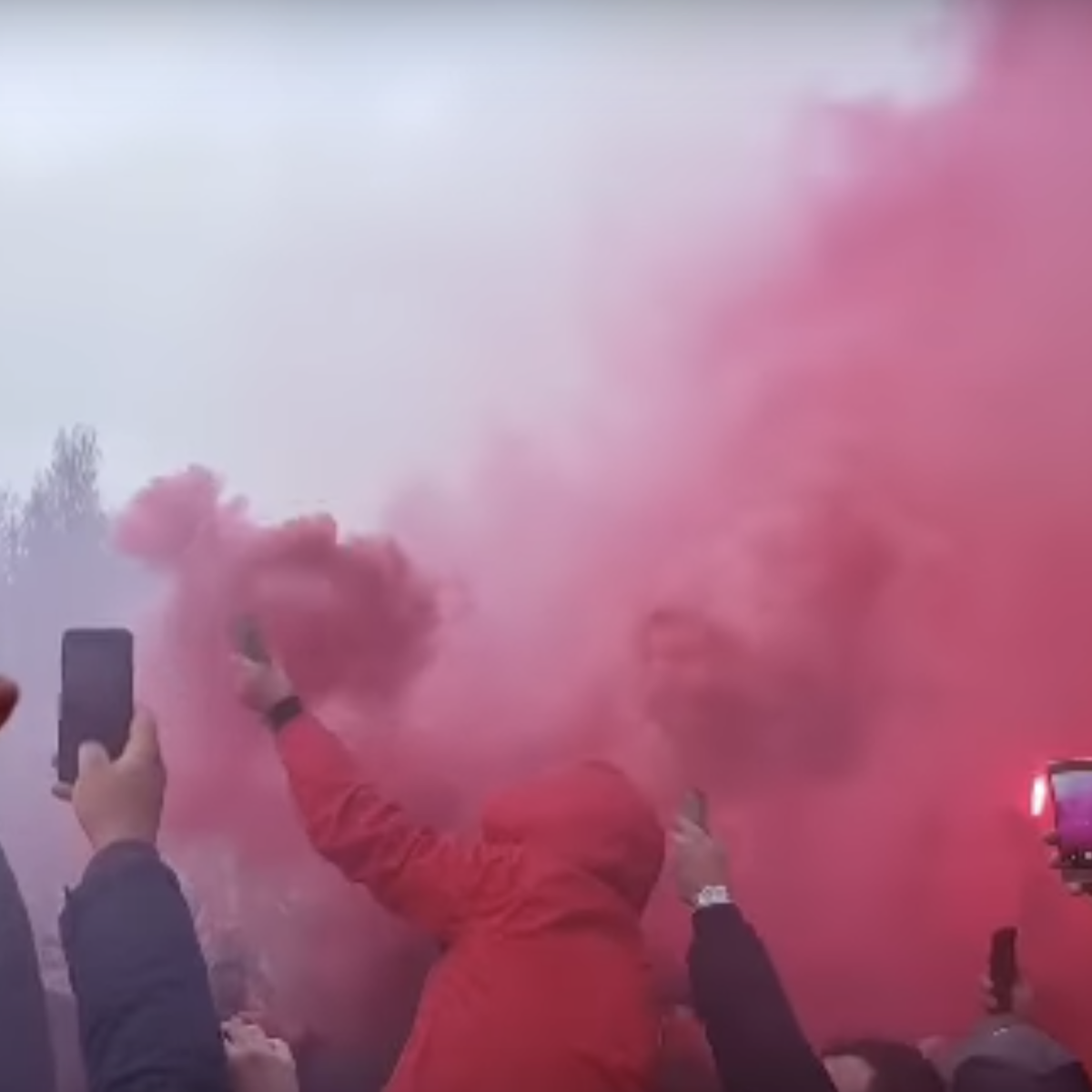 Liverpool Fans Greet Manchester City Bus