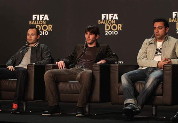 Iniesta, Messi and Xavi