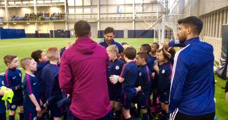 Lionel Messi visits Manchester City youth training