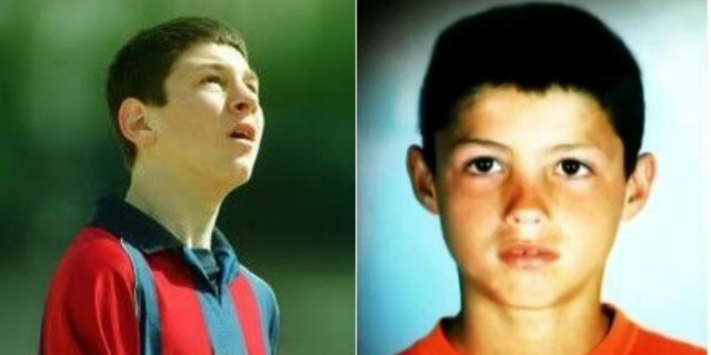 Lionel Messi and Cristiano Ronaldo age 14