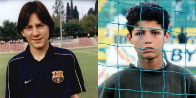 Lionel Messi and Cristiano Ronaldo age 15