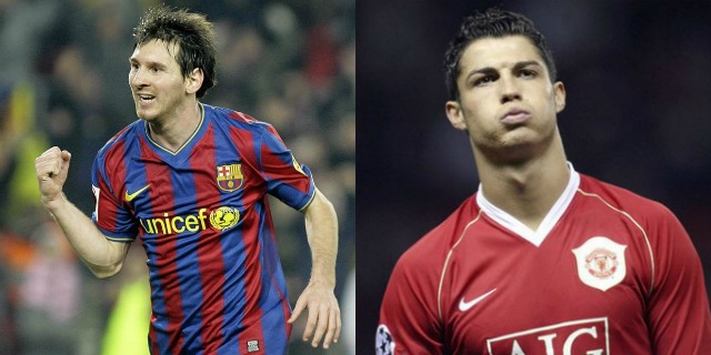 Lionel Messi and Cristiano Ronaldo age 22