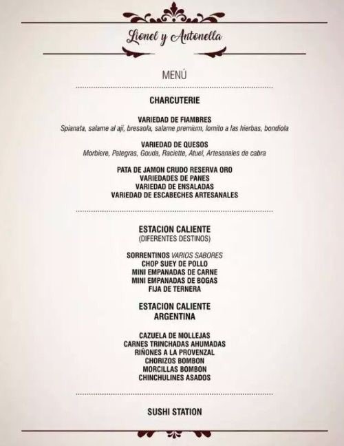 Messi food menu