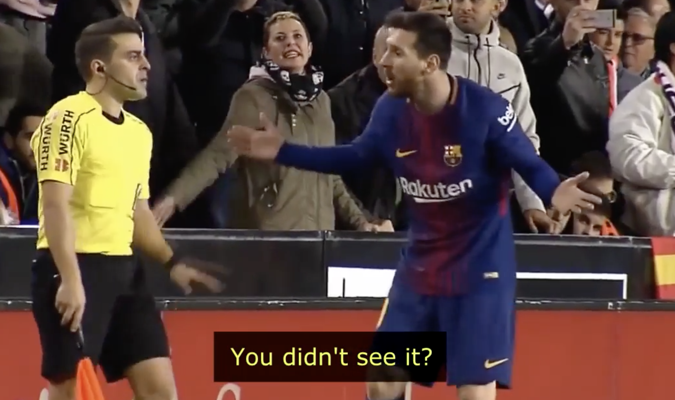 Barcelona Players Arguing Messi's Disallowed Goal