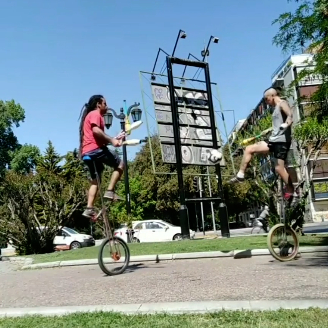 Unicycle Jugglers Show Off Impressive Skills